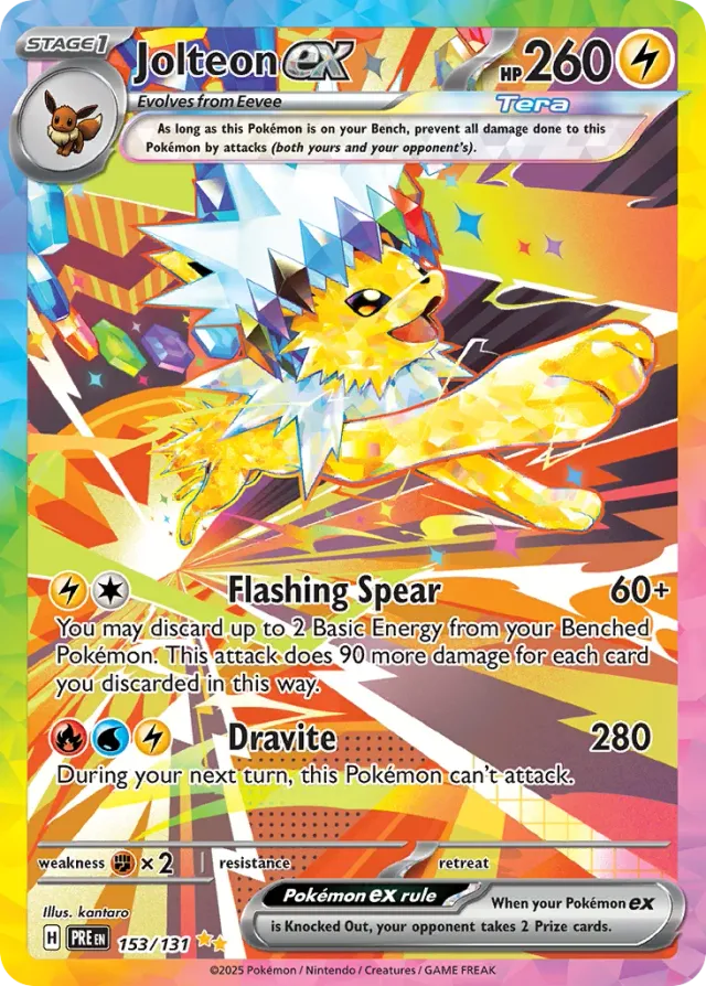 Jolteon ex Pokémon card scanned with the TCGDex price scanner